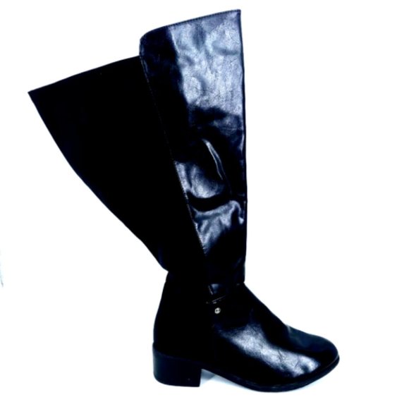 Lane Bryant Shoes - Lane Bryant Womens Boots Black Block Heels Knee High Side Zip Almond Toe 9WW